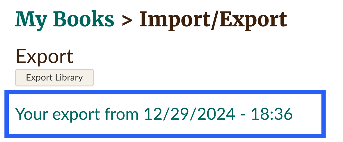GoodReads export completion example